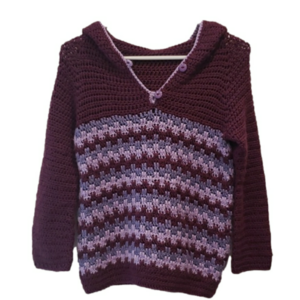 Unbranded Handmade Knit Hoodie Purple Kids Girls Youth  M (no tags)